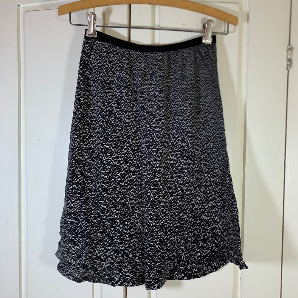 Loco Lindo  Polka Dot Rayon A-Line Midi Skirt Sz M Fairy Goth USA Black White